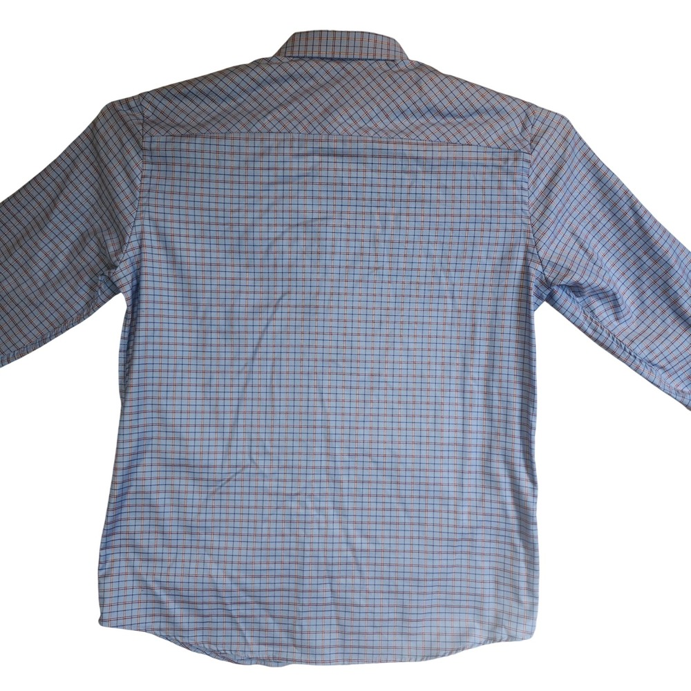 Johnston & Murphy XC4 Extreme Comfort Blue Red Plaid Cotton Shirt Mens M 74-8461 - Picture 2 of 10